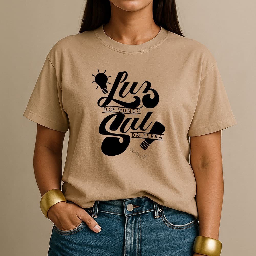 Camiseta Feminina 100% Algodão Luz Do Mundo Sal Da Terra Estampa Cristã Casual Fashion Estilosa