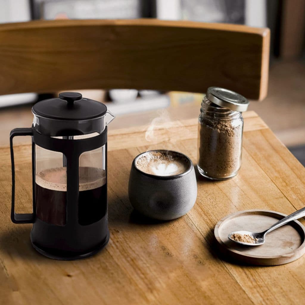 Prensa Francesa 300ml Vidro Design Moderno Preto Cha Cafe Capuccino Suco