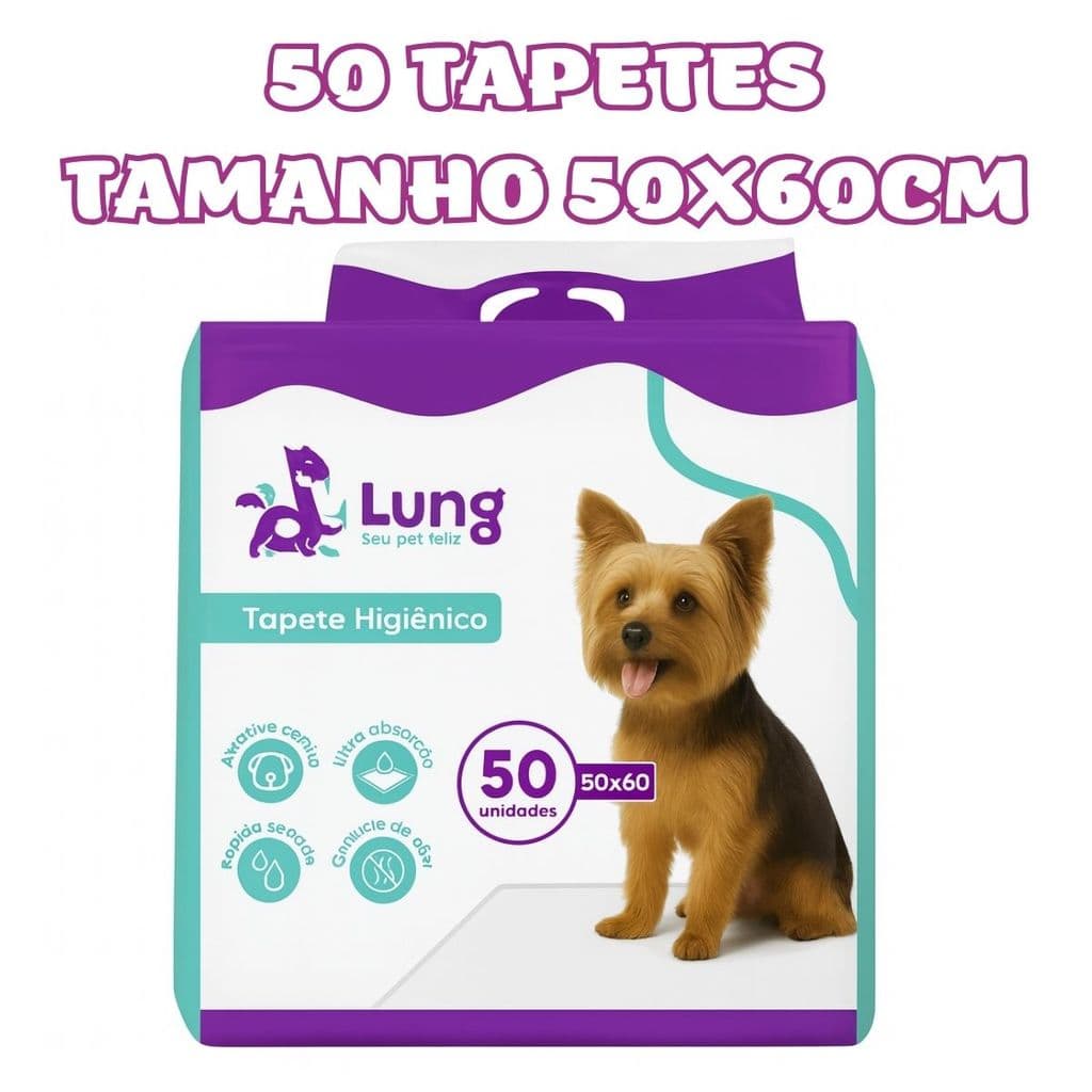 Tapete Higienico 50x60cm 50 Unidades Econômico p/ Cachorro Pet com Adesivo Borda Verde Gel Absorvente