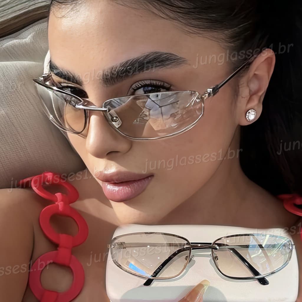 Moda Y2K Estilo Metal Sem Moldura Oval Óculos De Sol Femininos Resistentes A UV De Alta Qualidade