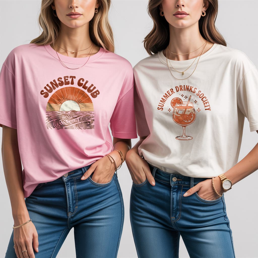 Kit 2 Camisetas Femininas Casual Básica Estilosa 100% Algodão Estilo Oversized