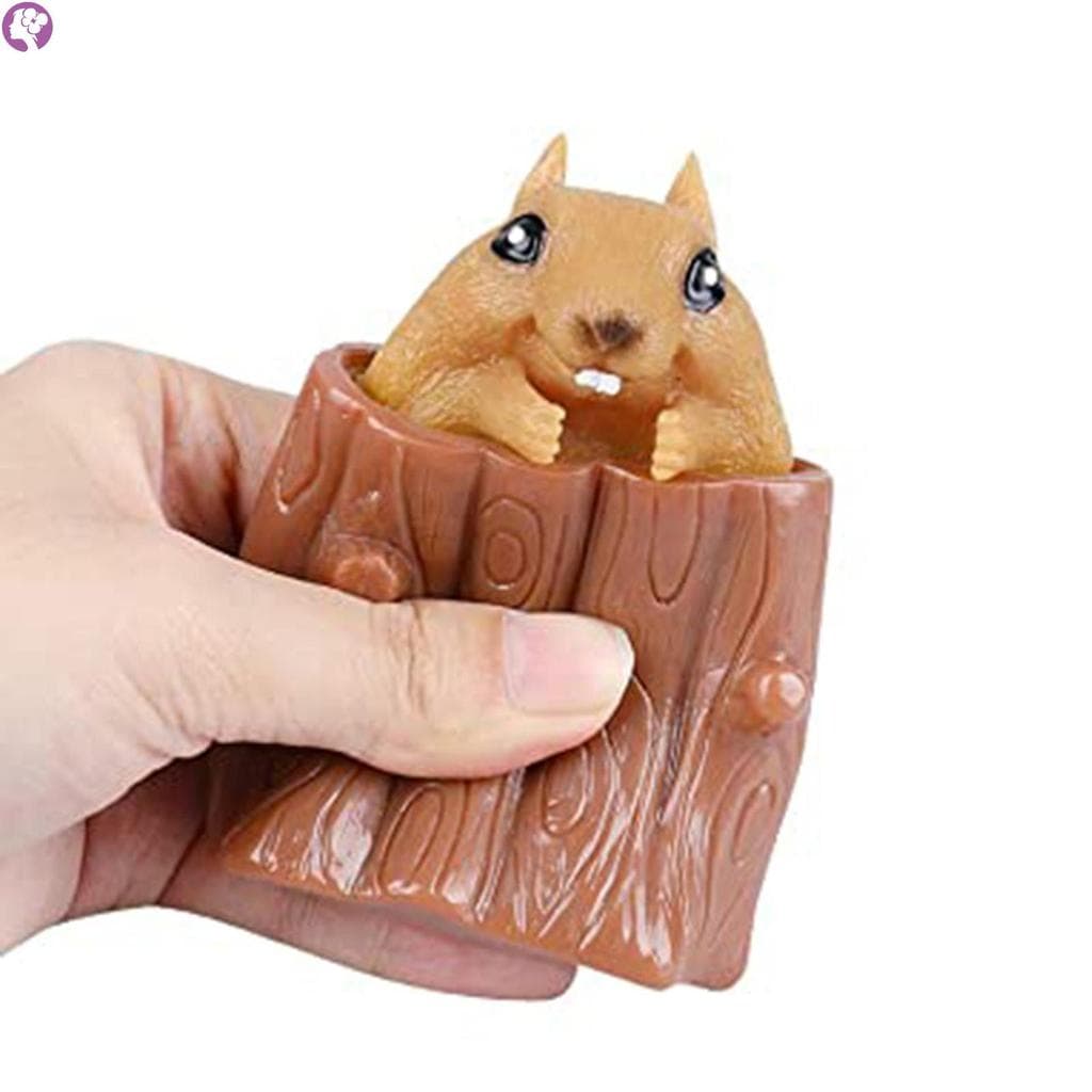 1/2/3 Pçs Copo De Esquilo Espremível Árvore Coto-Em Forma De Brinquedo De Descompressão Borracha Figura Animal Fidget Pr