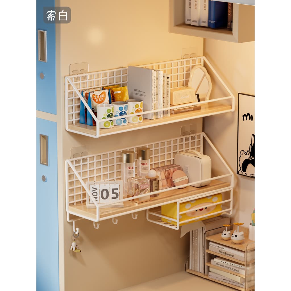 Prateleira de parede sem perfuração, dormitório estudantil, ferramenta útil, prateleira de armazenamento de parede, dorm