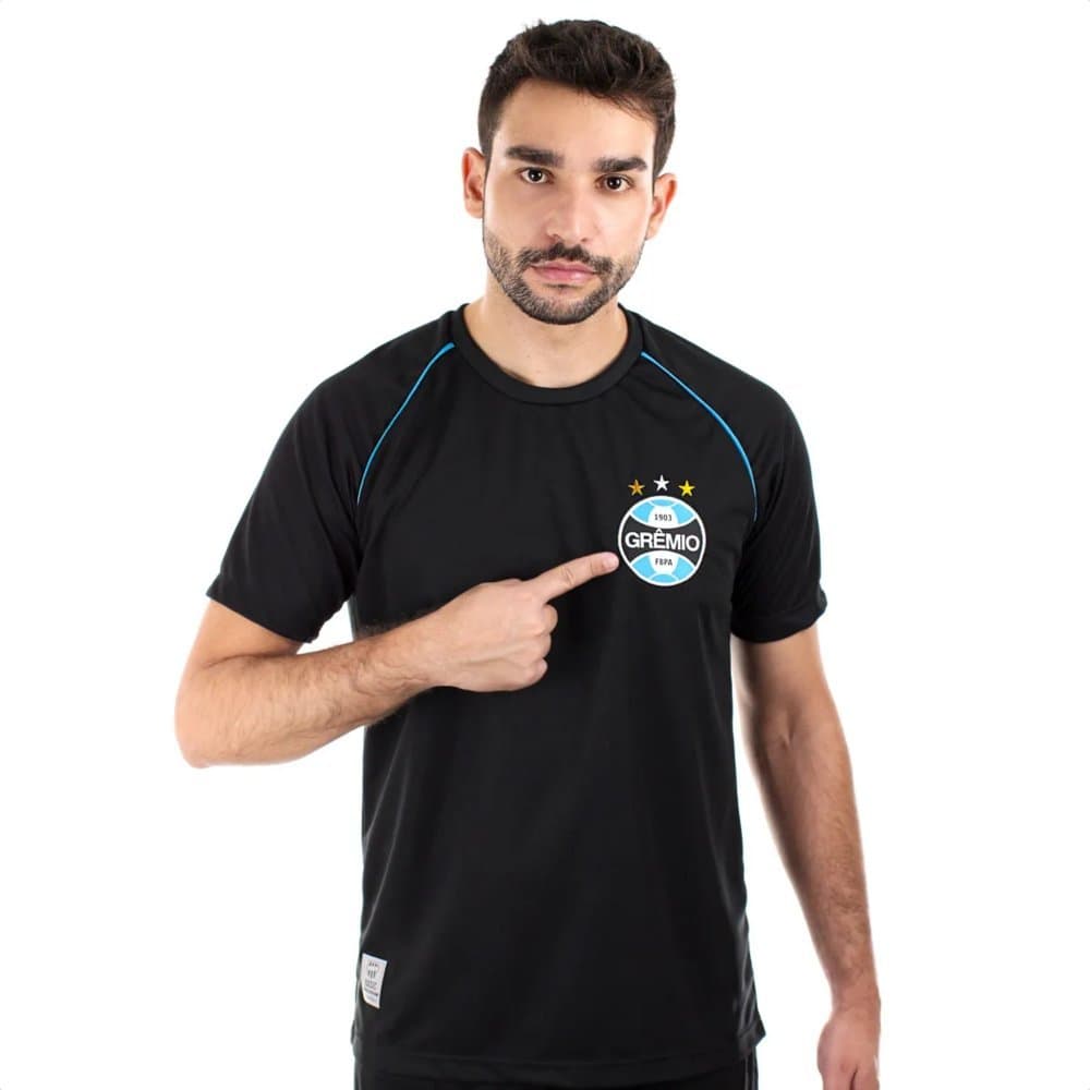 Camisa Camiseta Retro Preta Grêmio Algodão Mc Basica
