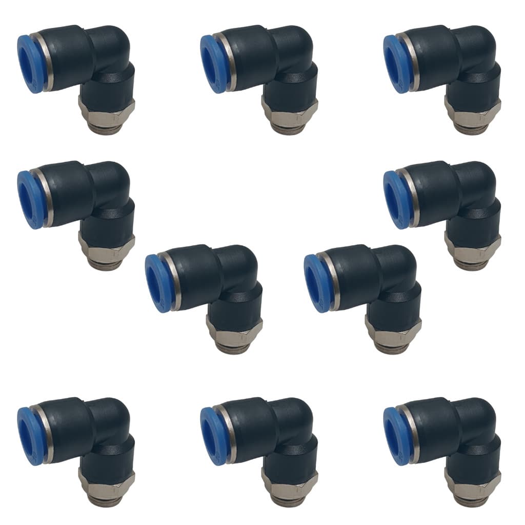 KIT10 CONEXAO PNEUMATICA COTOVELO ROSCA BSP 3/8" P/TUBO 06MM
