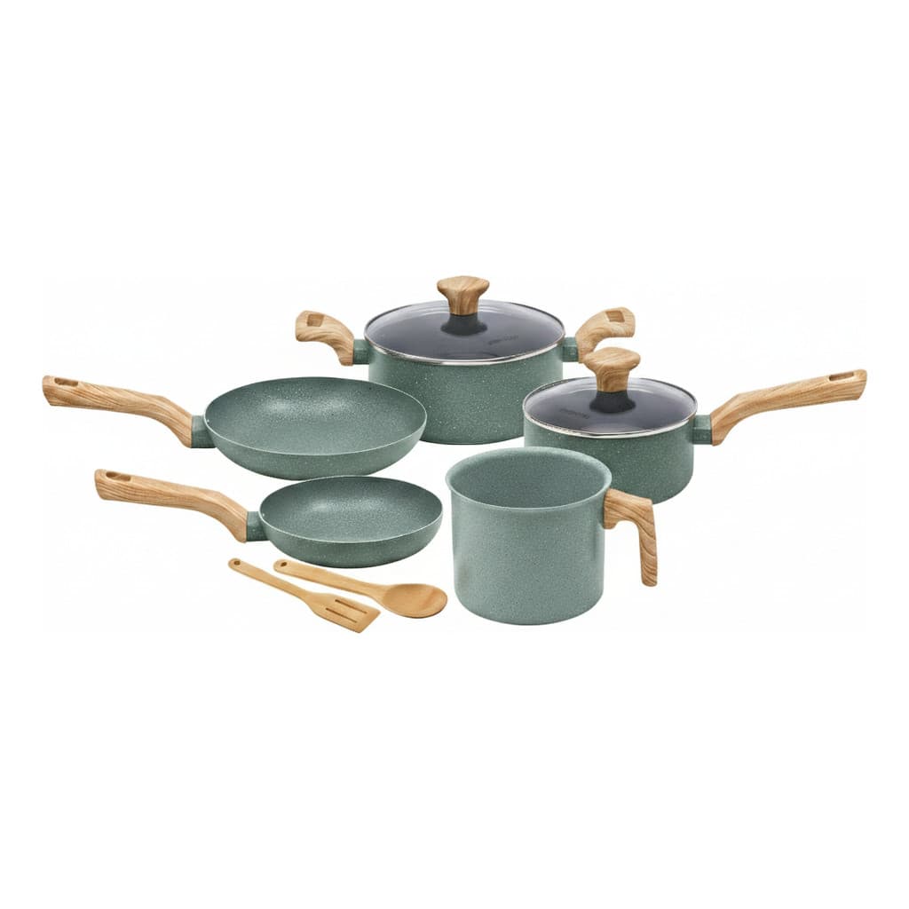 Jogo de Panelas de Indução 7 Peças Fundo Triplo e Revestimento Ceramico Mimo Style