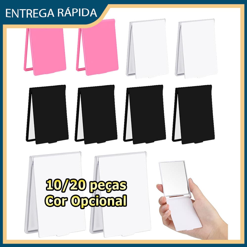 10/20x Espelho quadrado para maquiagem espelho de bolsa mini dobrável Espelhos Lembrancinha - Várias cores
