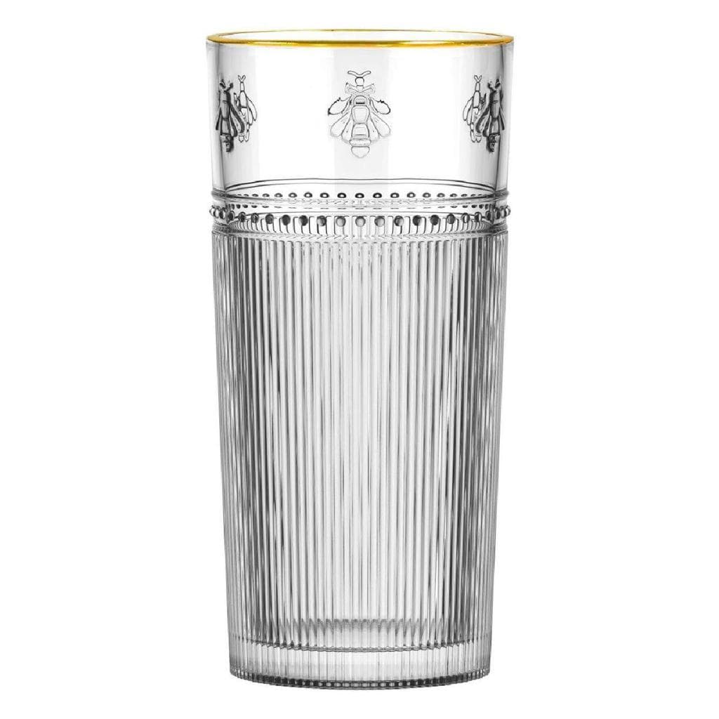 Jogo De 6 Copos Altos Abelha Em Cristal Ecológico Gold Rim 350Ml - L'Hermitage