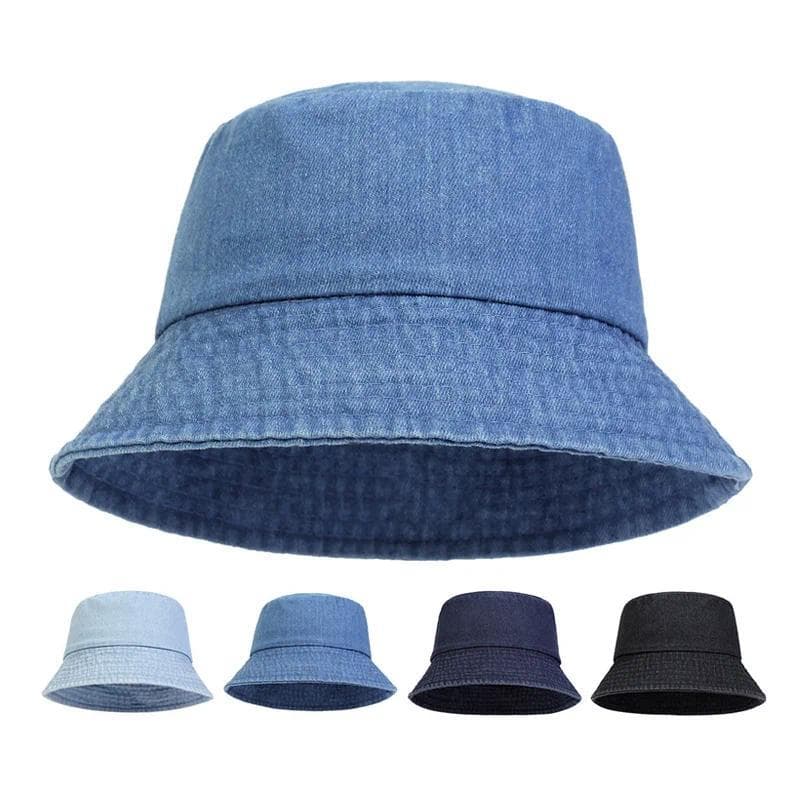 Chapéu Bucket de Denim Unissex em Algodão Lavado, Chapéus de Cowboy para Primavera e Verão, Moda Versátil, Proteção Sola