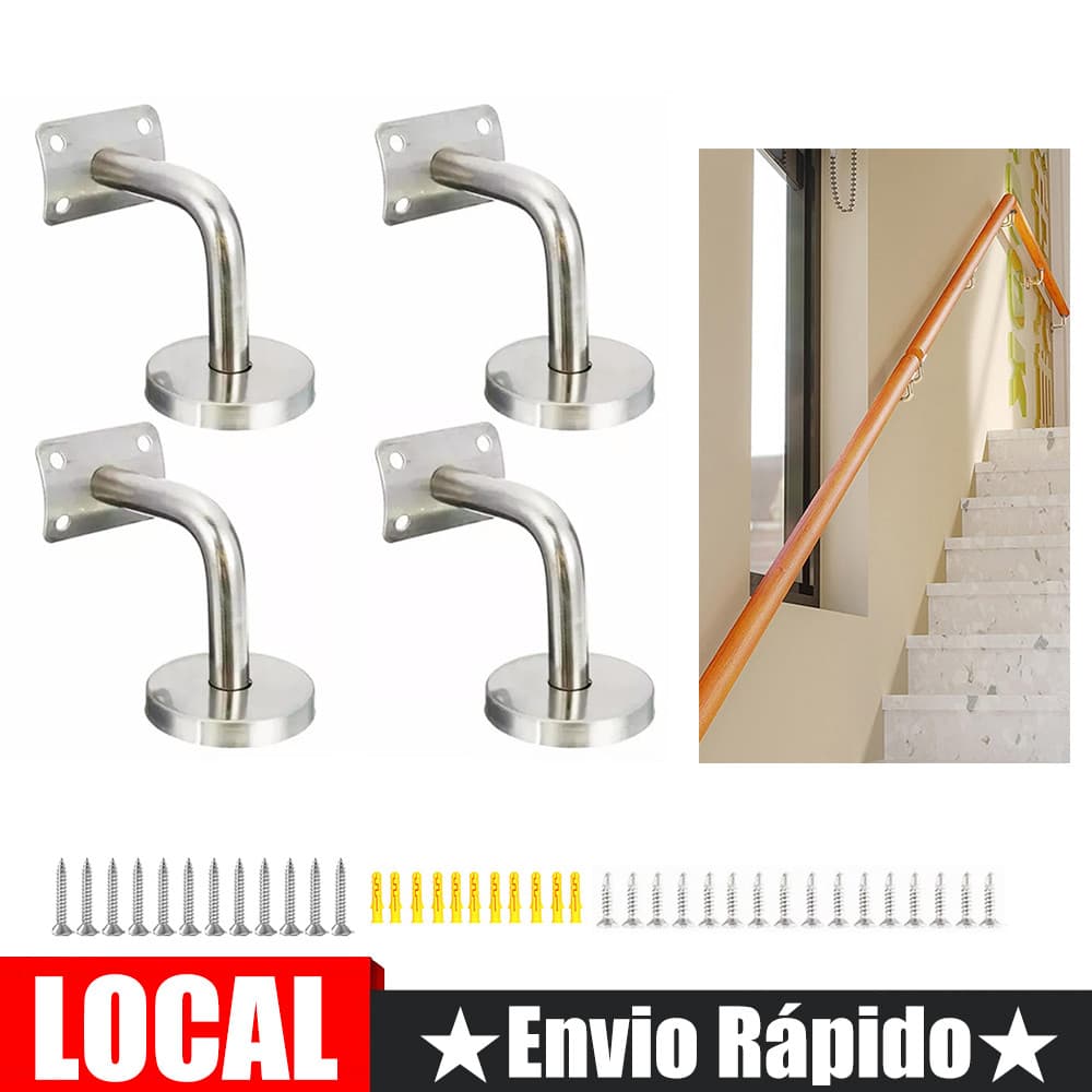 Quatro suportes curvos para corrimão de escada Construção em aço inoxidável