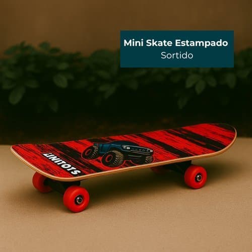 Mini Skate Portátil Estampado Design Moderno Rodas Duráveis Lazer