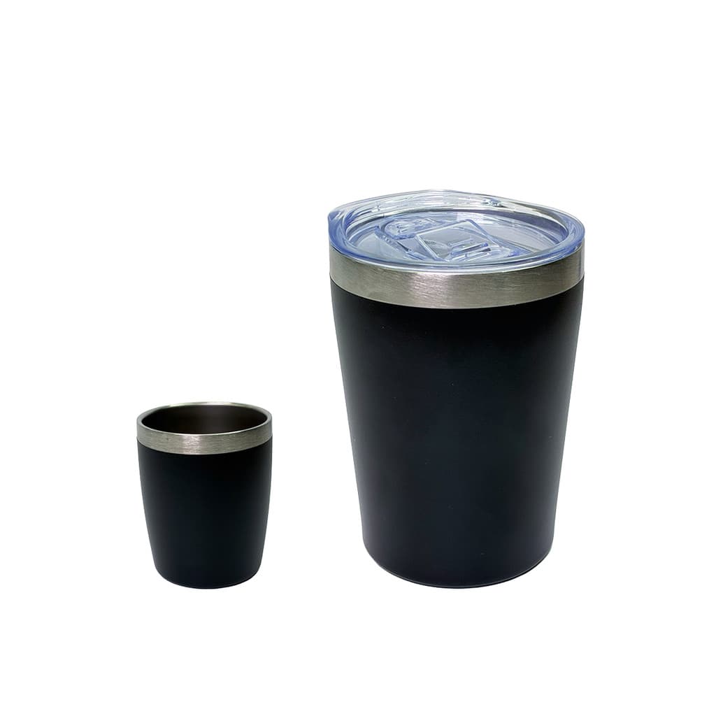 KIT DUPLA DE COPOS TÉRMICOS DE AÇO INOX 304 - 260ML + 80ML