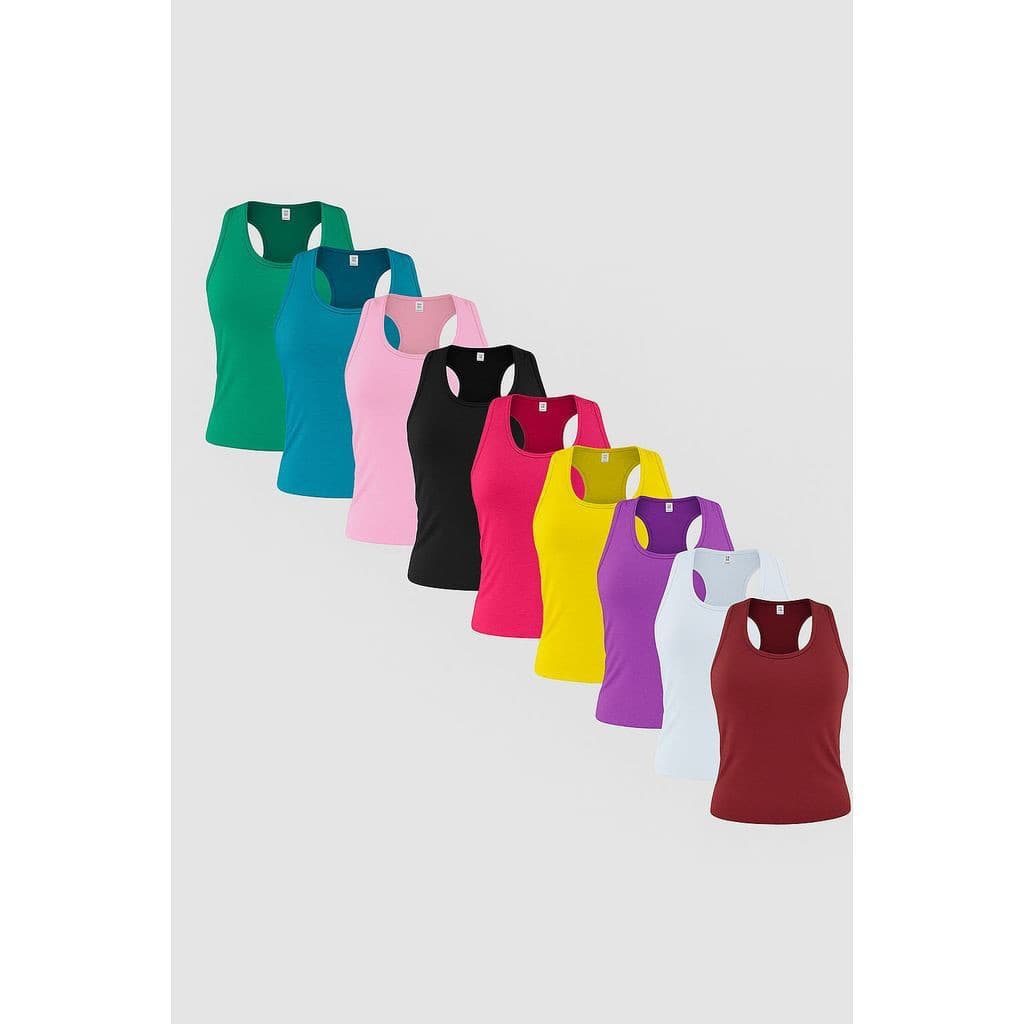 Kit 10 Blusa Regata Feminina Nadadora Básica Viscolycra Lisa