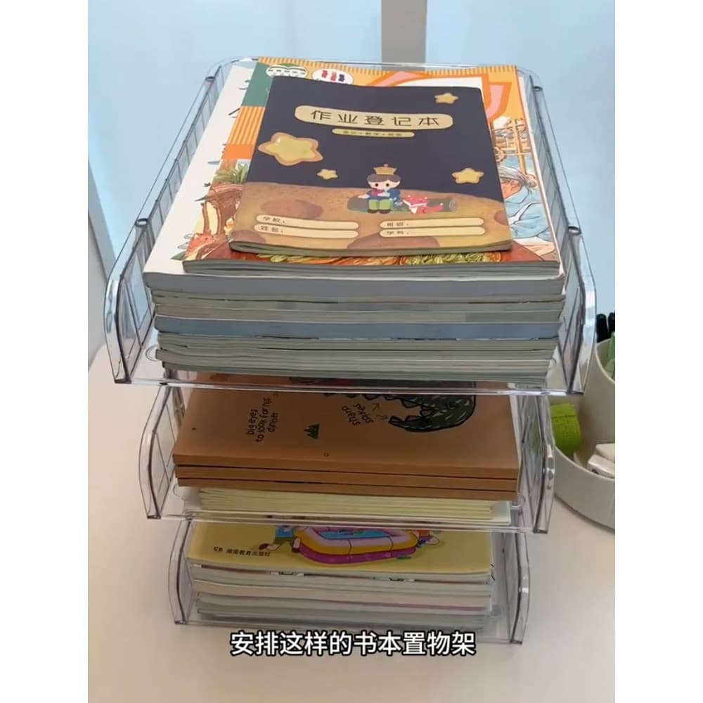 Rack de armazenamento de livros Desktop crianças estudante papelaria em camadas mesa de escrita arquivo dados em camadas