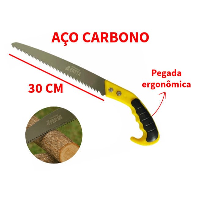 Serrote Profissional Aço Carbono REFORÇADO 30cm de Lamina Para Podas de Galhos Pegada anatômica