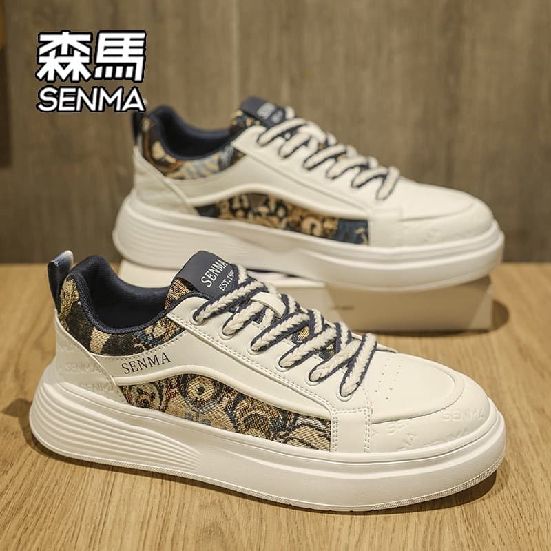 Senma sapatos masculinos 2026 outono novo estilo na moda all-match masculino de sola grossa tênis casuais all-match têni