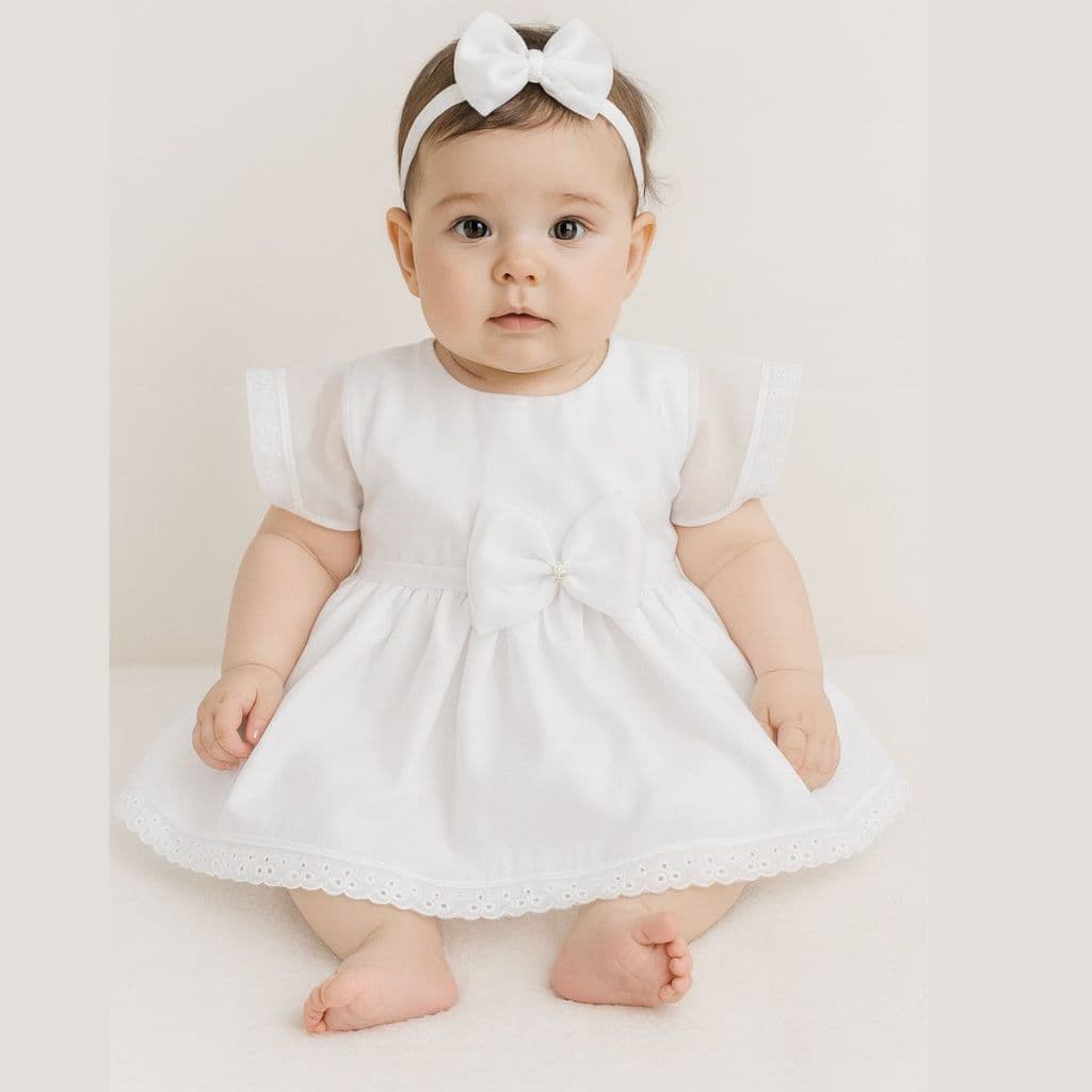 Vestido Bebe Batizado Com Tiara Analu