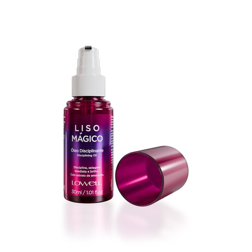 Óleo Disciplina Liso Mágico 30ml Lowell Efeito Termoativo para Cabelos Lisos e Hidratados