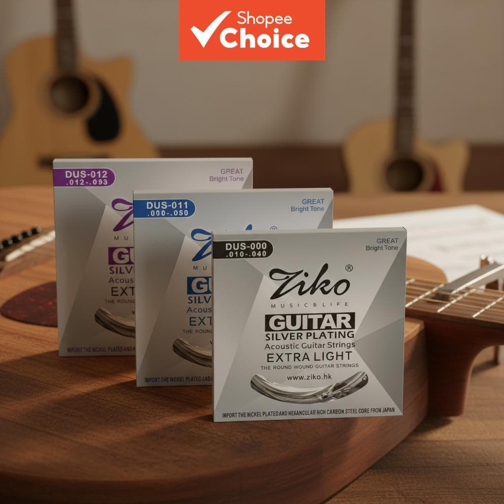 Conjunto de 6 Cordas Acústicas Ziko DUS-010 / DUS-011 / DUS-012 para Violão - Em Estoque