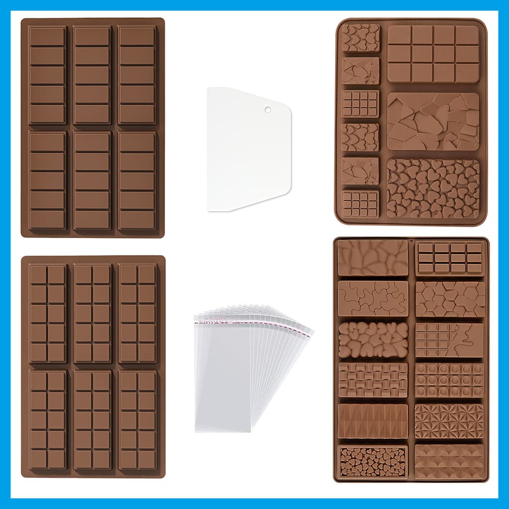 2 peças Molde de chocolate, molde de barra de chocolate espesso de silicone, livre de BPA, antiaderente, moldes 3D