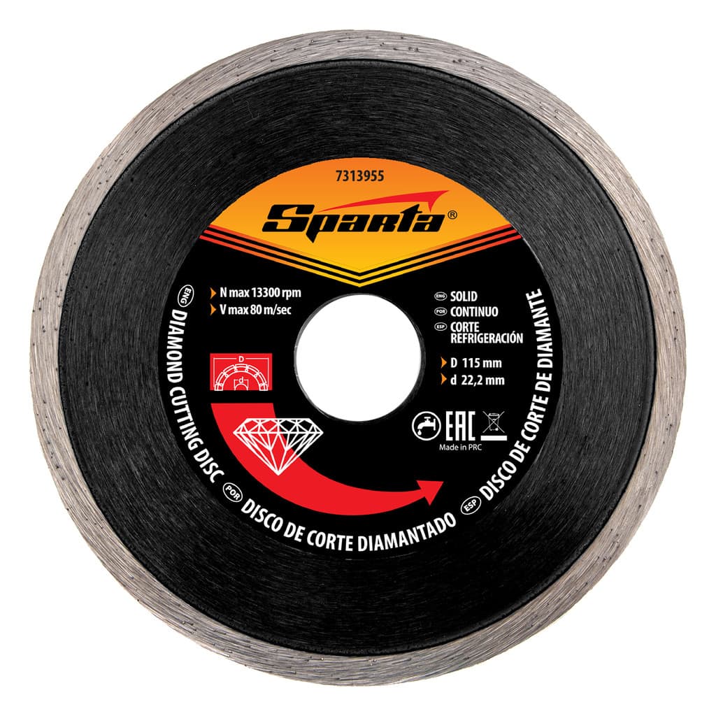 DISCO DE CORTE CONTINUO, DIAMANTADO, CORTE REFRIGERADO, 115 X 22,2MM, 1PC // SPARTA
