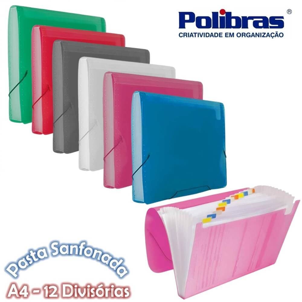 Pasta Sanfonada A4 Com 12 Divisorias - Polibras