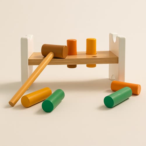 Brinquedo Infantil Desenvolvimento Cognitivo Habilidade Motora Bate Martelo 2-4 Anos Madeira ToyMix