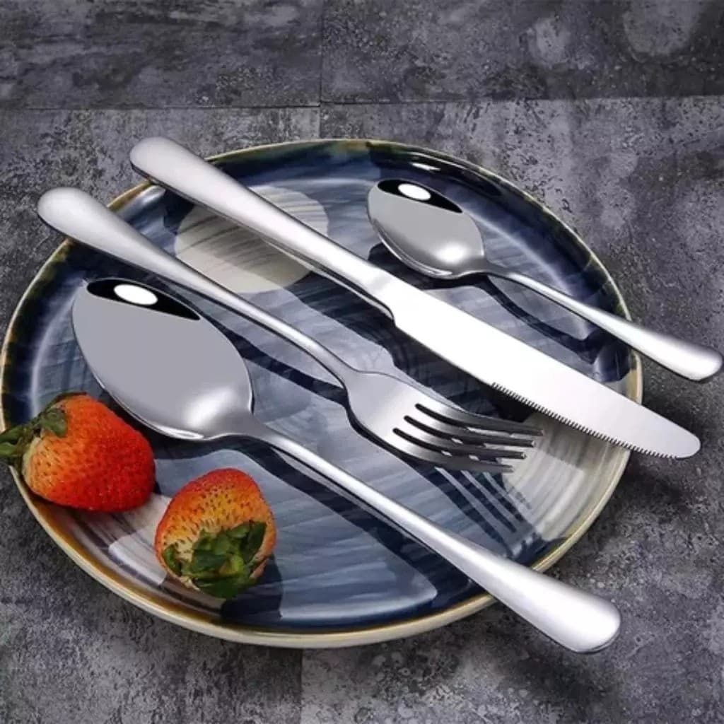 Jogo Faqueiro Inox 24 Peças Talheres Garfo Faca Colher Conjunto Elegante Refeição Alimentos