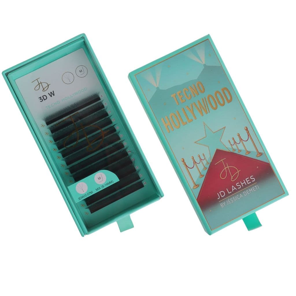 Cílios JD Lashes 3W-M Curvatura M 0.07  Preto ( Mix 8 ao 14mm )
