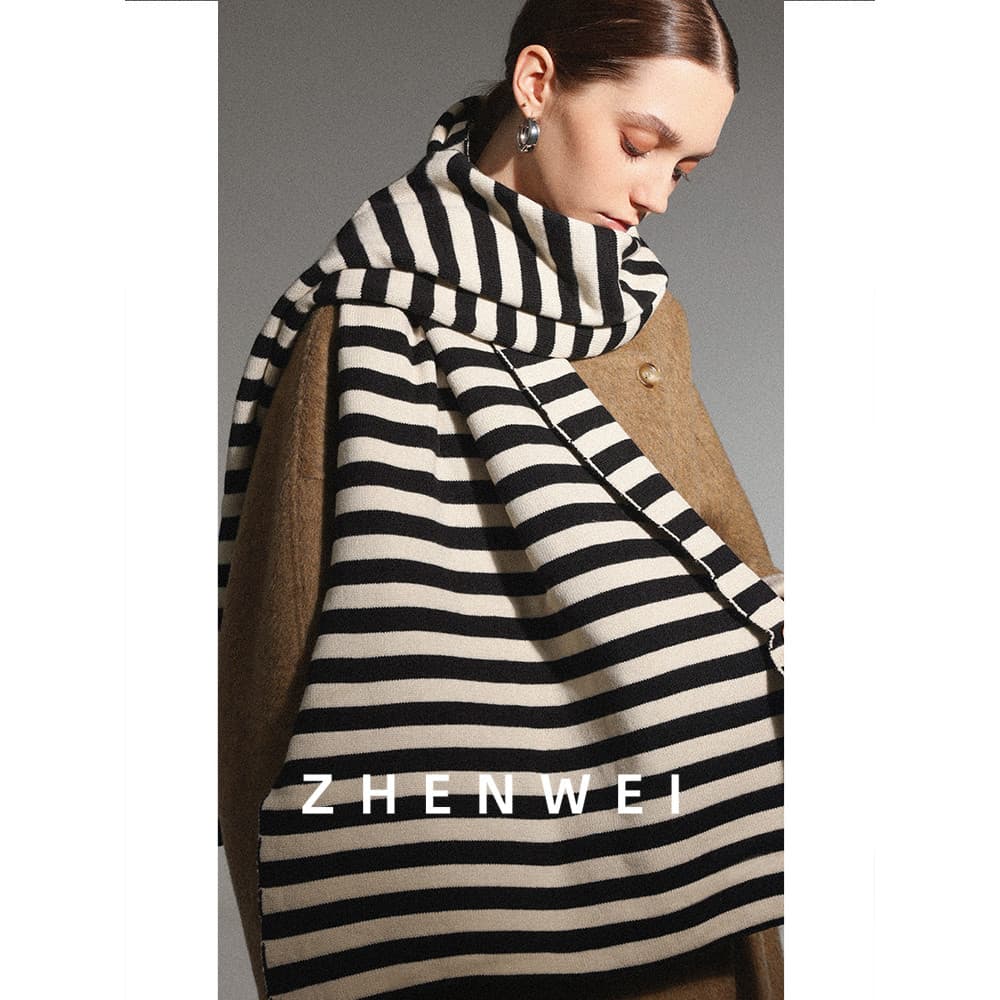 Cachecol feminino inverno alongado ampliado grande xale dupla utilização estilo coreano preto bege listras cachecol engr