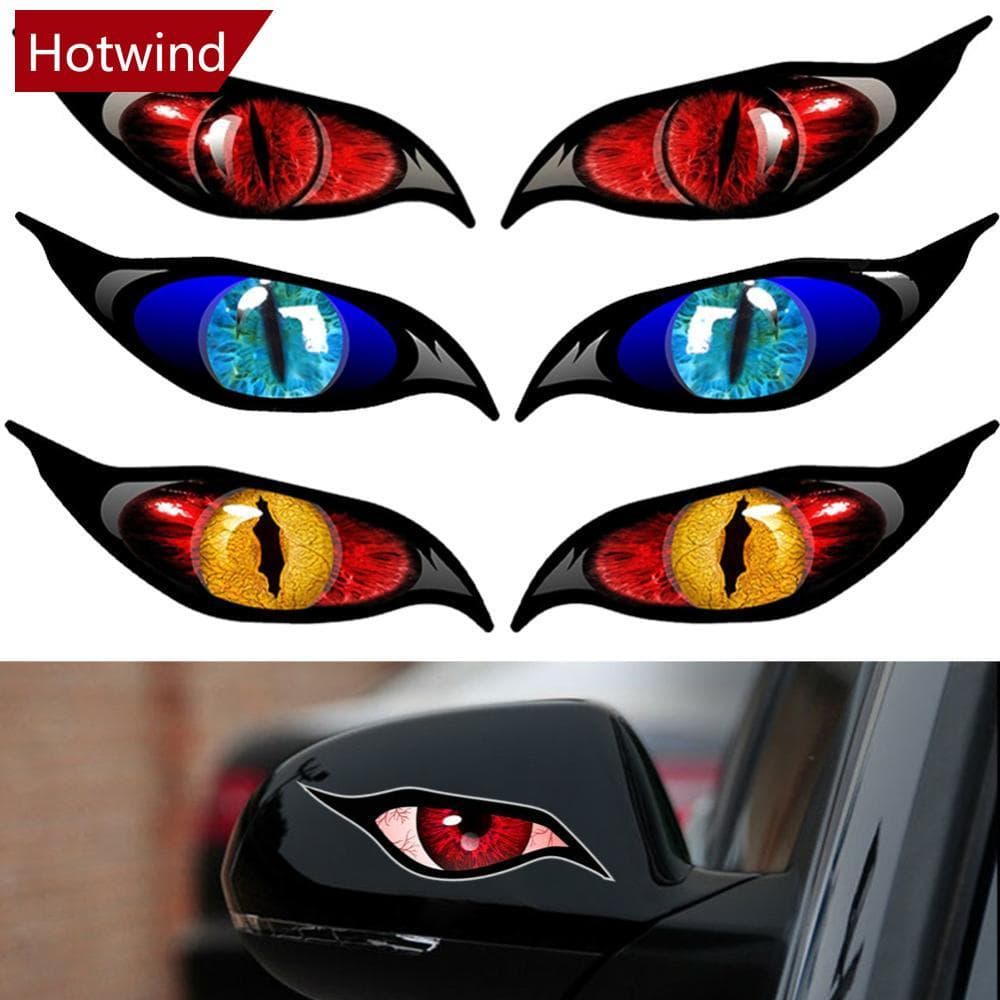 HOTWIND 2 Pçs 3D Estéreo Motocicleta Olhos De Gato Adesivo Espelho Retrovisor Decalque Para Moto Decoração Automática Ad