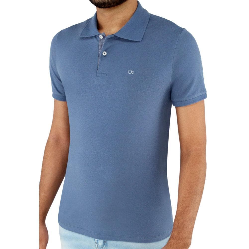 Camisa Masculina Social Gola Polo Ogochi Slim Manga Curta