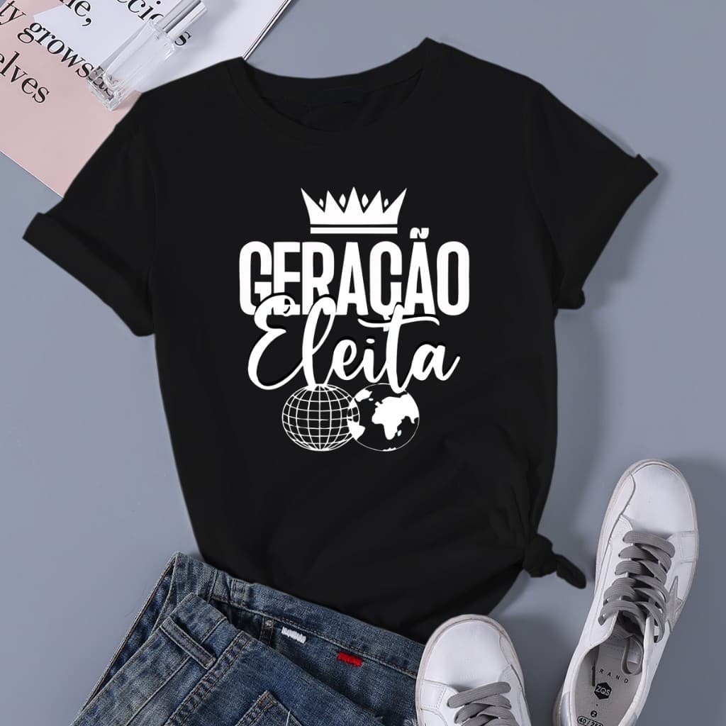 Camiseta Cristã Geração Eleita Planeta 100% Algodão Evangelica DTF Premium
