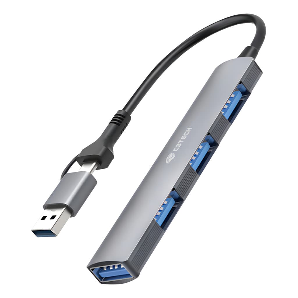Hub C3tech Usb-c Com Adap. Usb 3.0 4 Portas Hu-c500gy