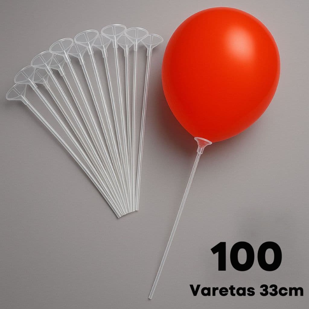 Kit Varetas para Balão 33cm Transparente Cristal Suporte Balões Festa Aniversário Decoração Infantil