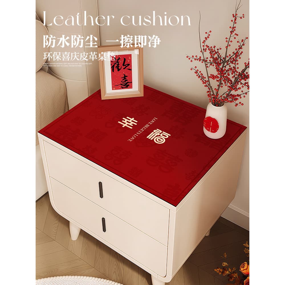 Capa de mesa de cabeceira vermelha pano decoração de casamento decoração de quarto de casamento quarto mestre à prova d'