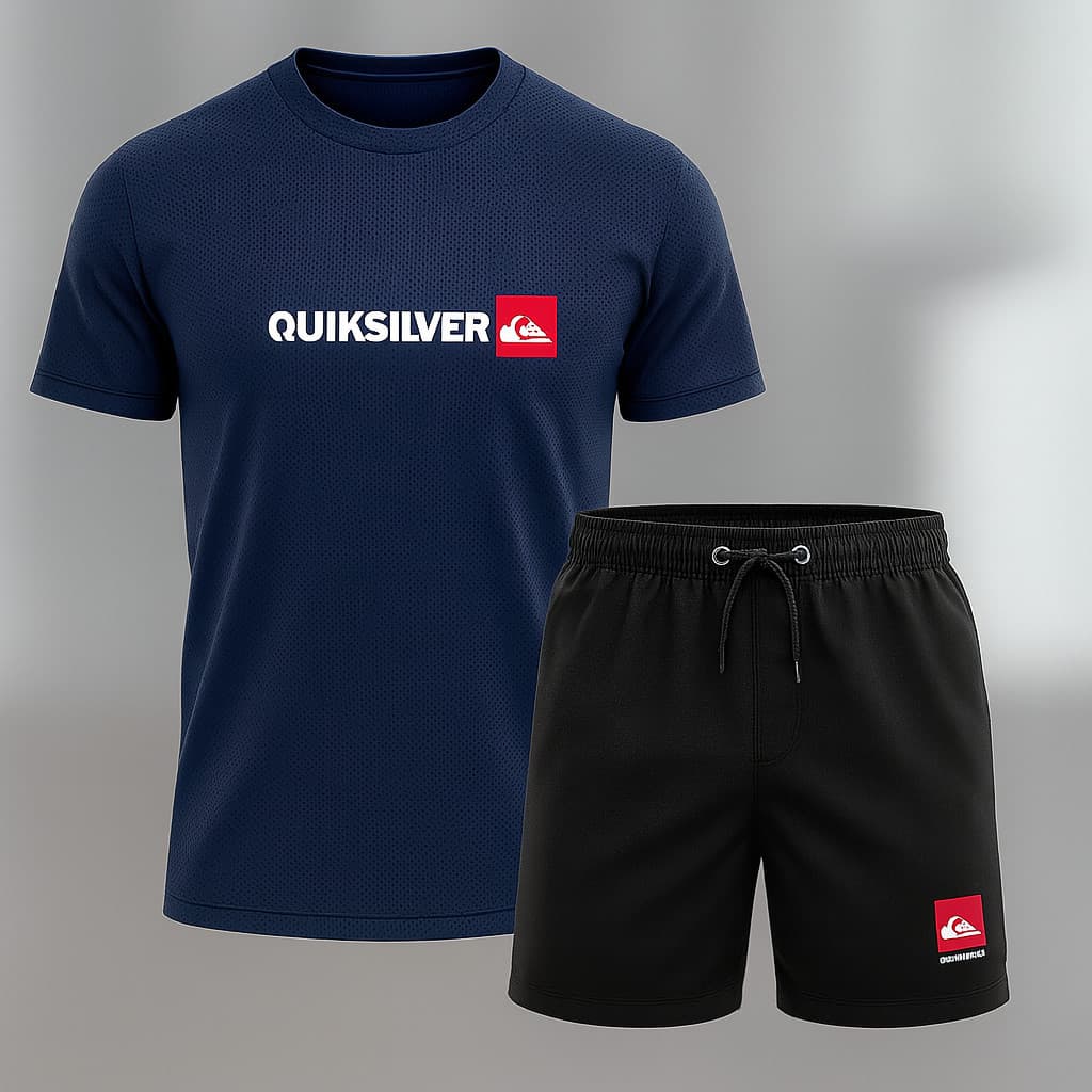 Kit Conjunto 1 Short 1 Camiseta Algodão - Bermuda Tactel Mauricinho Esportivo Academia Verão Oferta