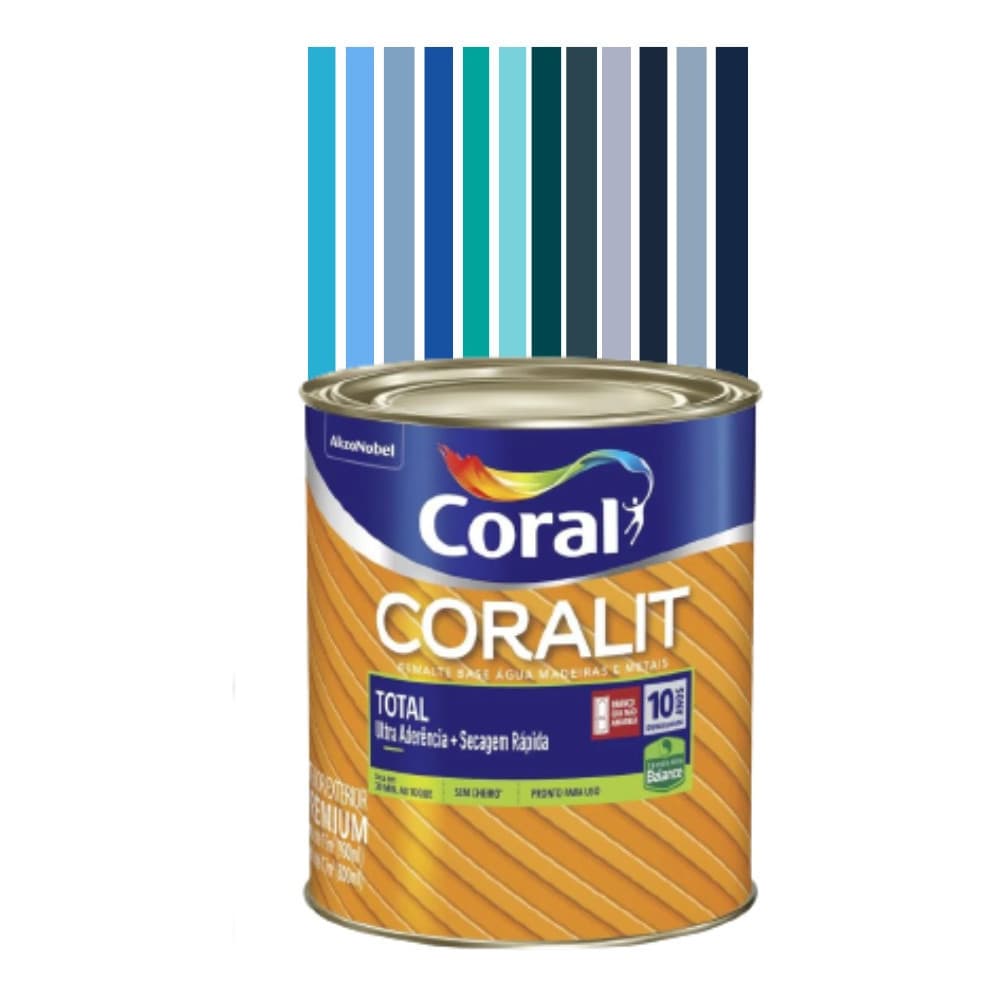 Esmalte Base De Água Azul Coralit 800ml Acetinado