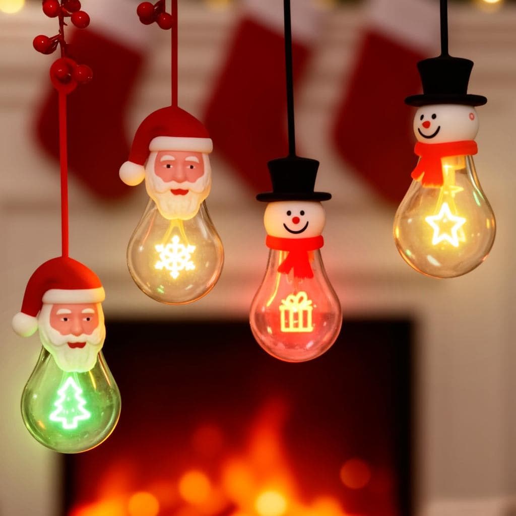 Luzes Colorido Luz Noturna Santa Recarregável A19 com Filamento de Sino Resistente a Choques LED