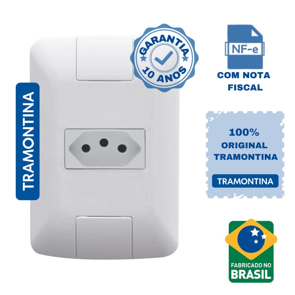 KIT 5 Conjuntos Tomada Simples 20A Tramontina Linha Aria