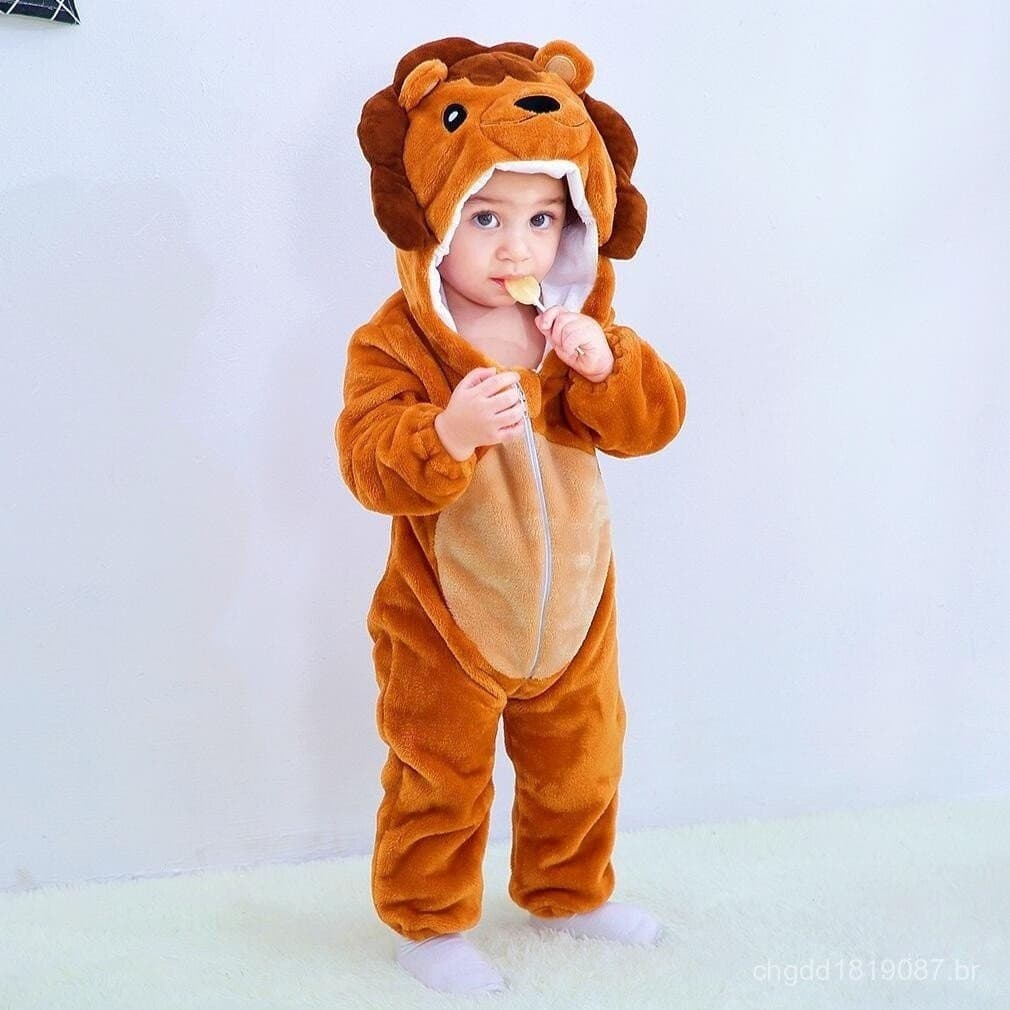 2024 bebê Kigurumi dinossauro dos desenhos animados leão macacão bebê recém-nascido menino menina Role play traje Pi