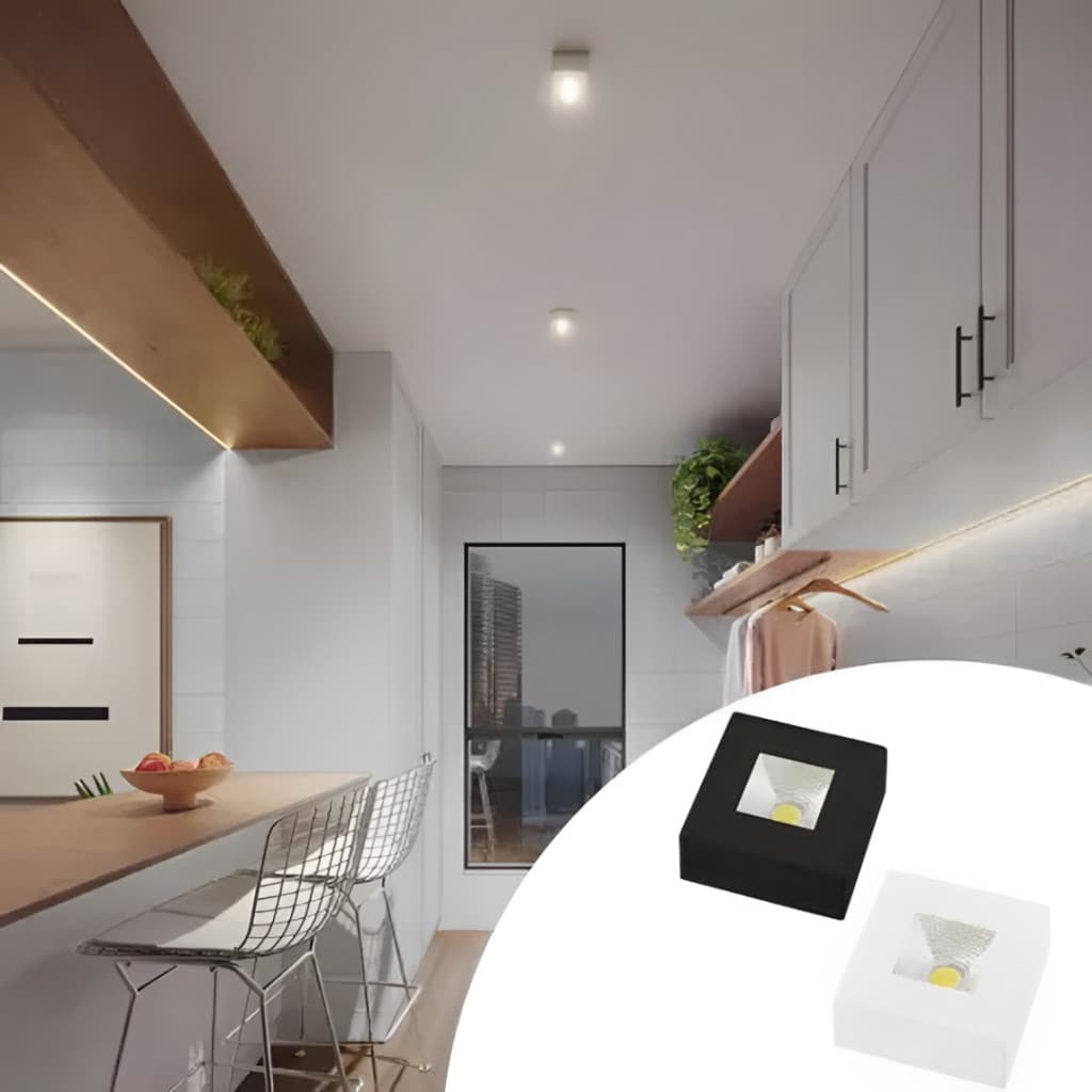 Spot de Sobrepor Slim 5W COB LED – Quadrado/Redondo | Interno e Externo | 3000K | Preto/Branco