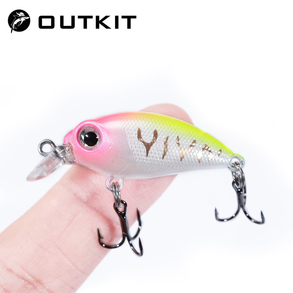 OUTKIT 1 Pçs Novo Design Japonês Isca De Pesca Dura 3.3cm/2.6g Mini Manivela Minnow Para Pique Poleiro Baixo Afundando C