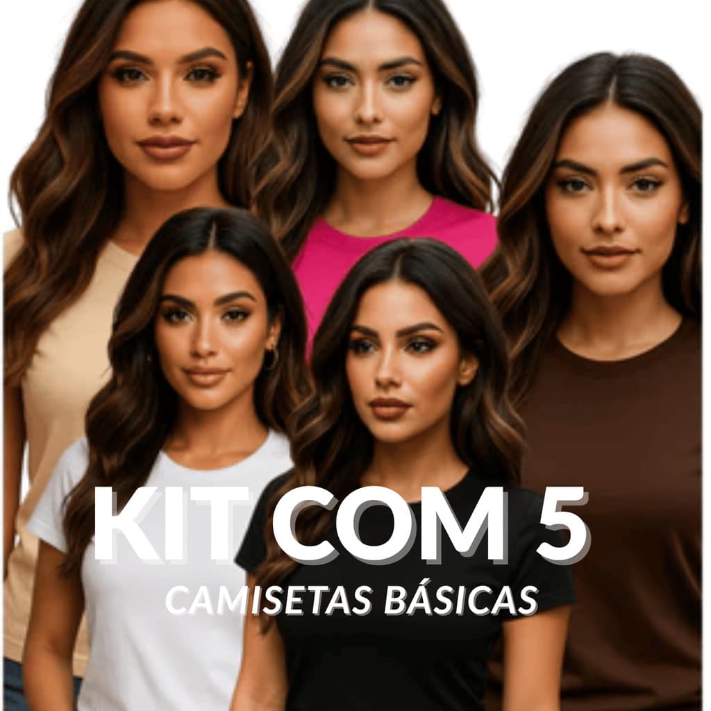 Kit 5 Camisetas Femininas T-Shirt Lisa Conforto Estilo Casual