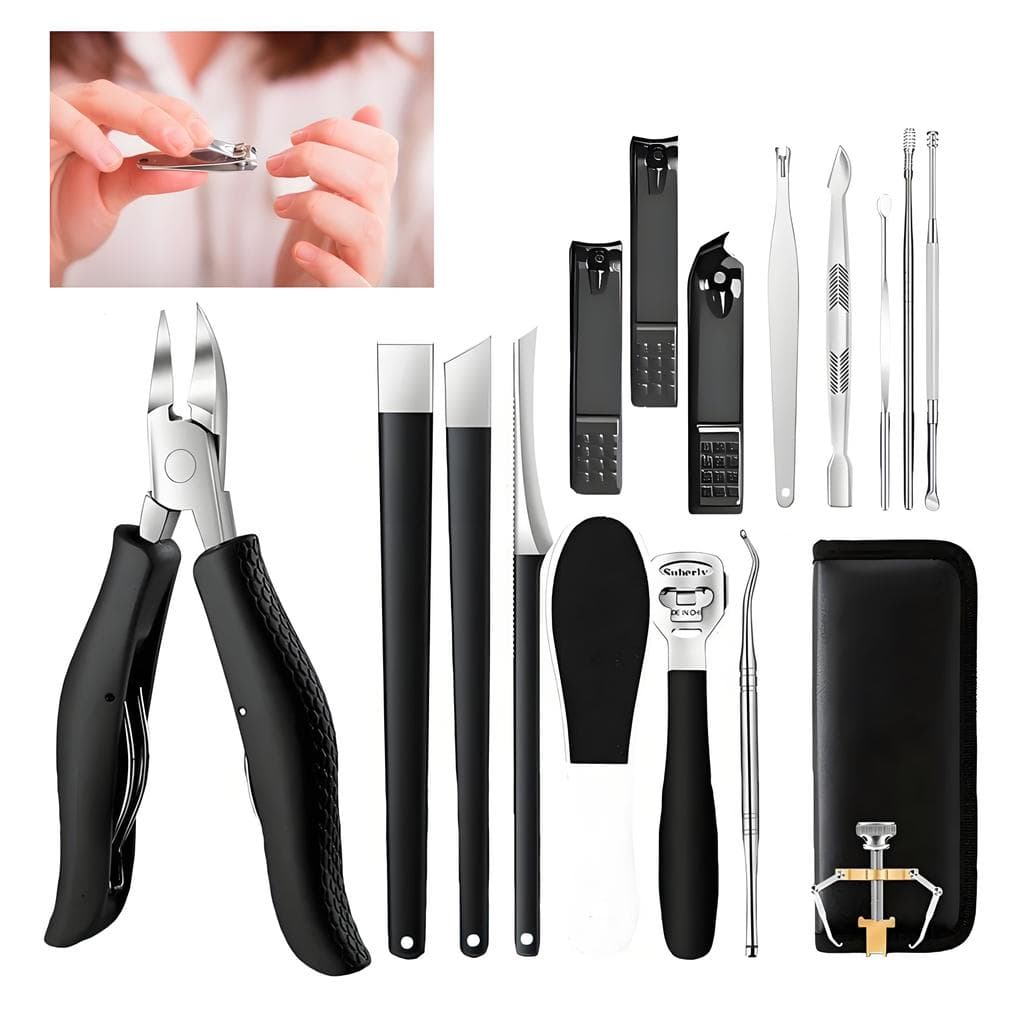 Conjunto de cortador de unhas 17 em 1, conjunto de Manicure e Pedicure em aço inoxidável