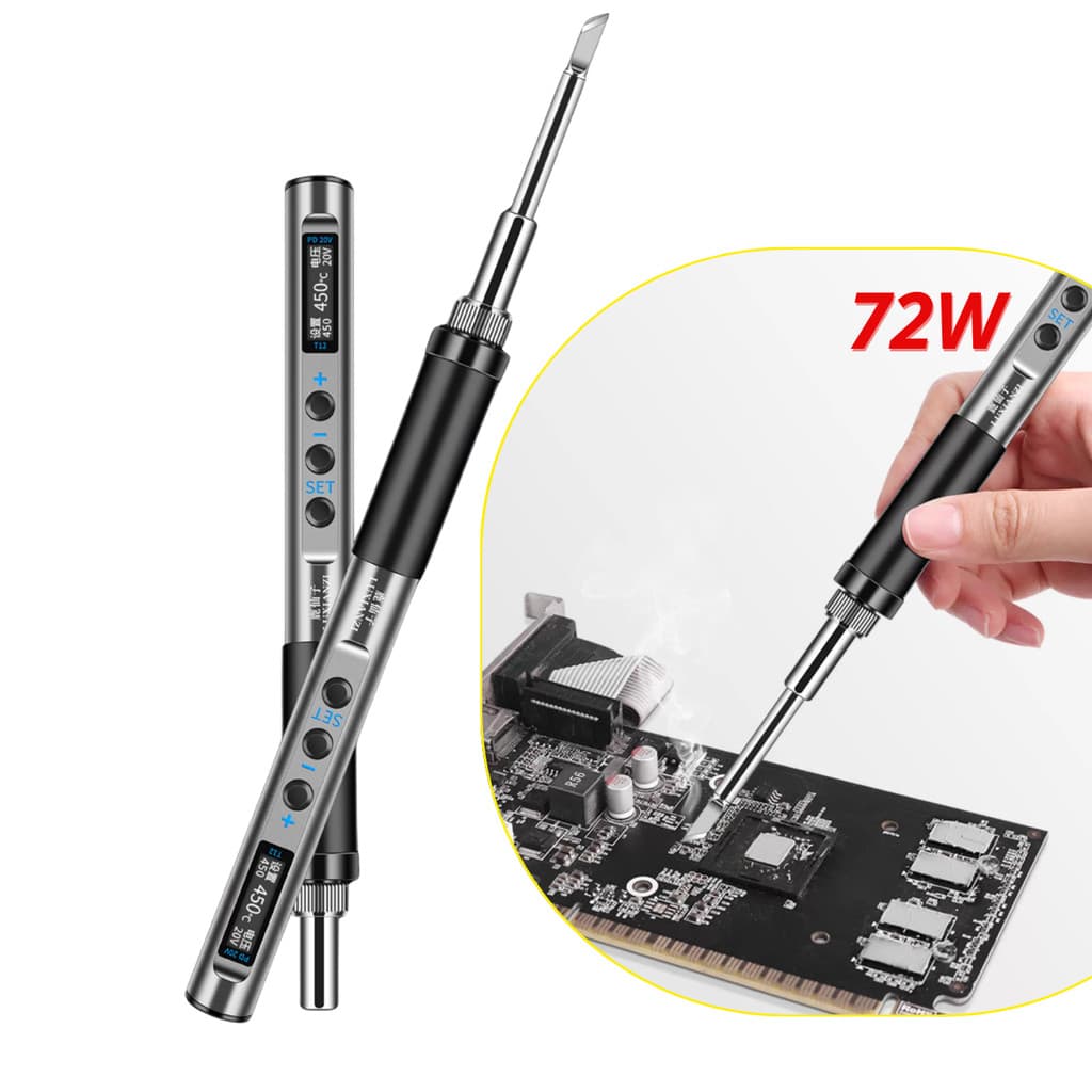 Ferro de Solda Digital 72W Tipo Caneta com Display e Controle de Temperatura Portátil Usb