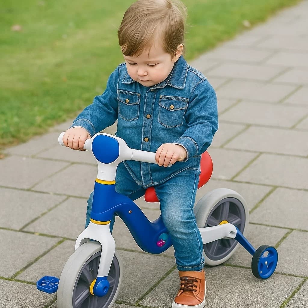 Bicicleta Infantil de Equilíbrio 2 em 1 com Rodinhas Removíveis Azul Passeio a partir de 2 anos