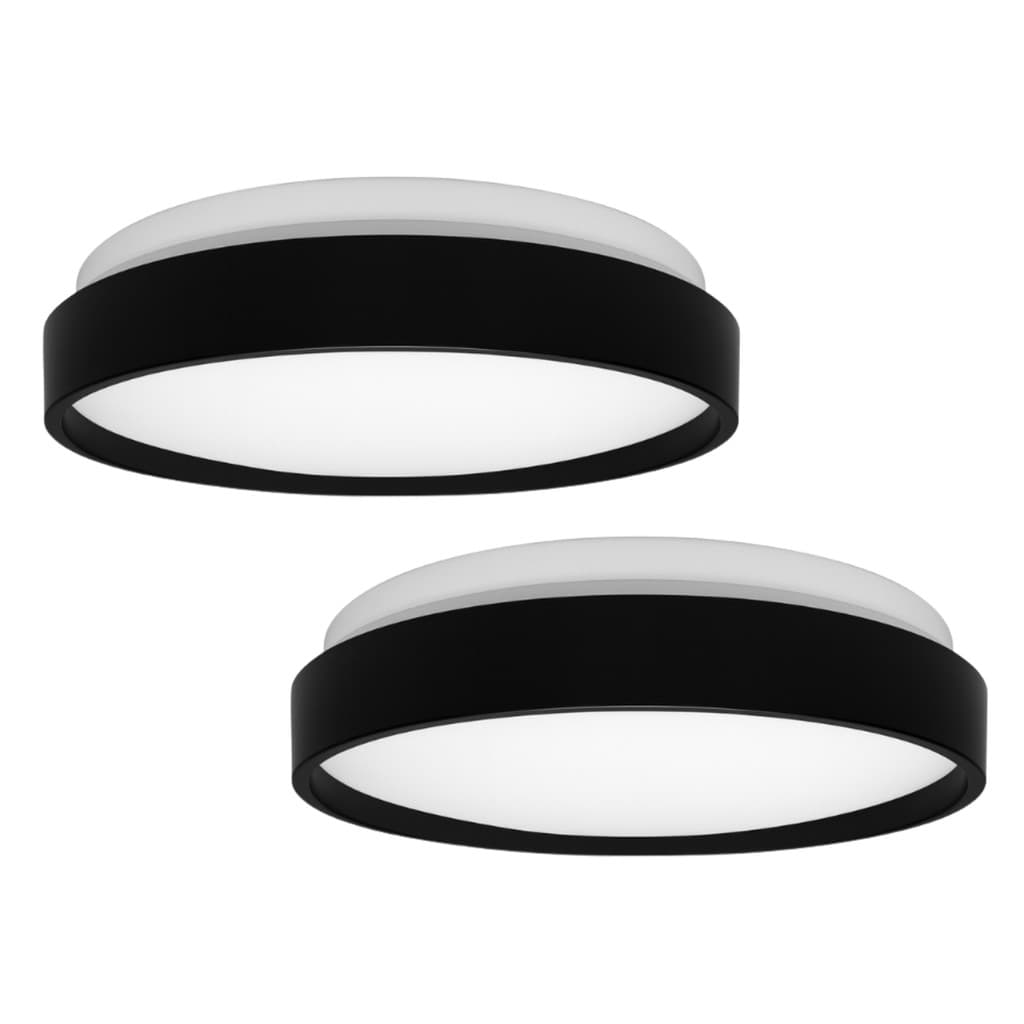 KIT 2 Plafon Luminária Essence BLACK Preto LED 36W Multicolor 3 em 1 Bivolt 34 cm Bivolt Disoma