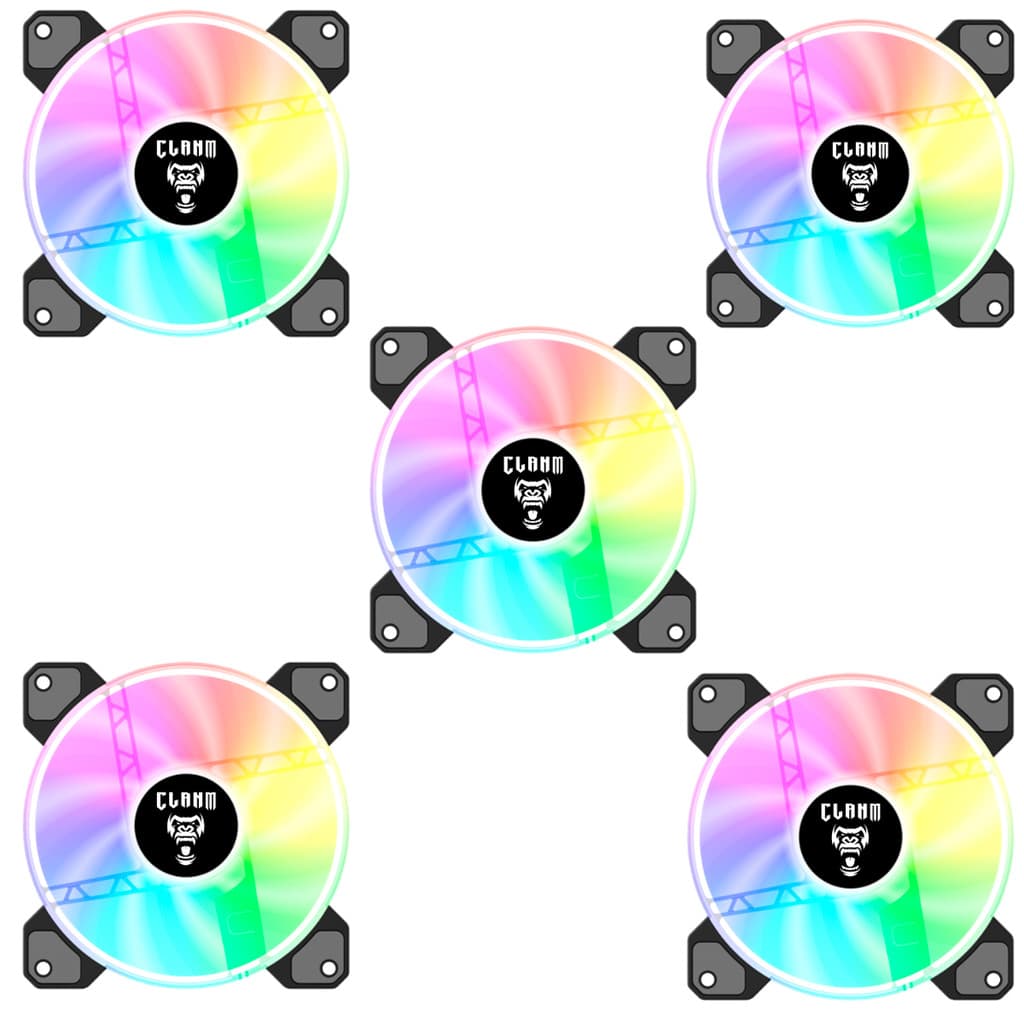 Kit 5 COOLER FAN Gamer Vex Led Iluminação ARGB 3 PINOS CLANM