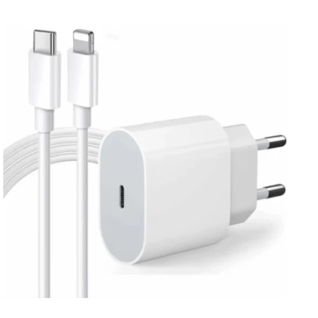 Kit Carregador iPhone Turbo Tipo-C 20W + Cabo Lightining para IPhone Carga rápida